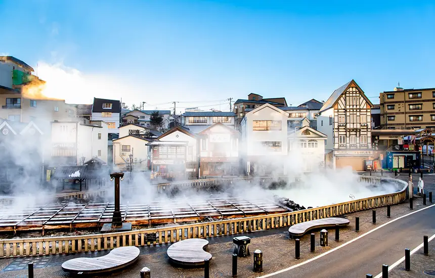 A hot spring town in Japan