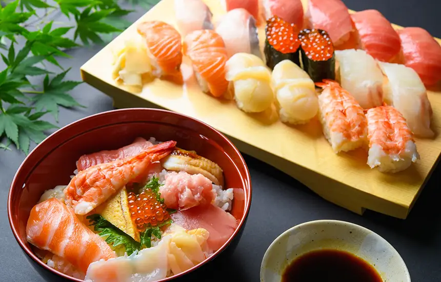 Freshly caught seafood from the sea of Kanto.