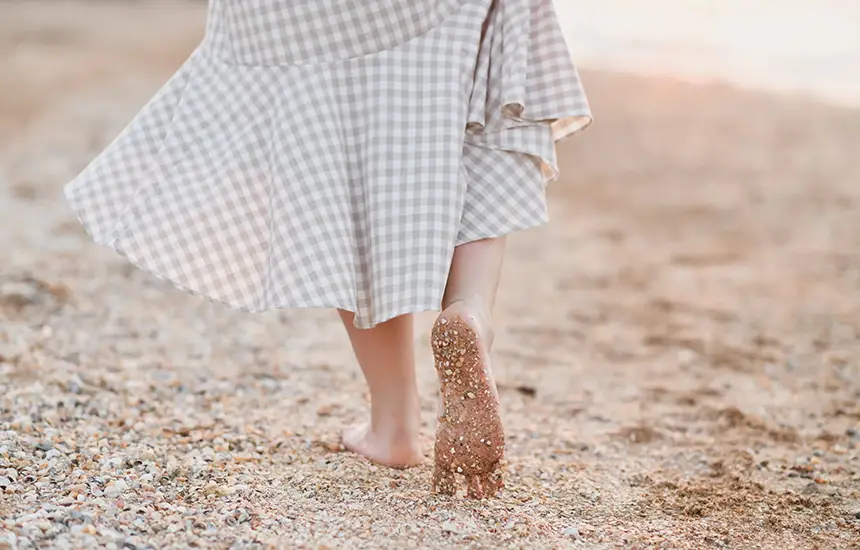 Earthing on a Calm Beach or Forest Path