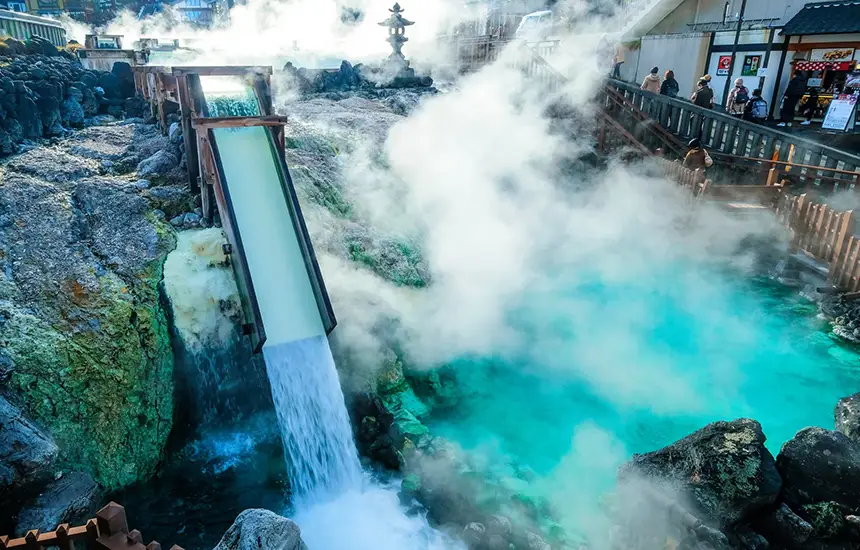 Kusatsu Onsen's Yubatake (hot water field)
