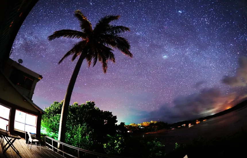 Beautiful starry sky of Okinawa.